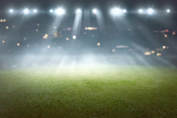 Sports field with blurry spotlights