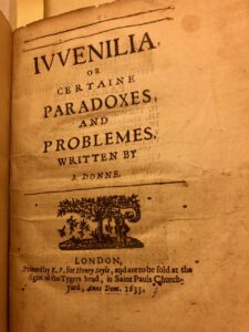 Title page of Juvenilia or Certaine Paradoxes and Problemes, by John Donne;
