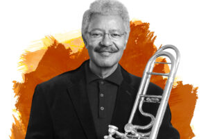 Professor holds trombone