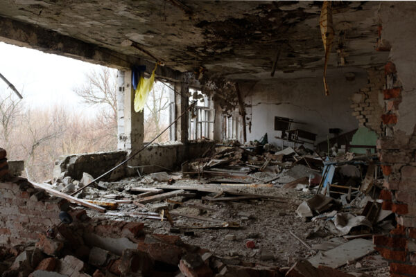 War in Eastern Ukraine – School after Shelling