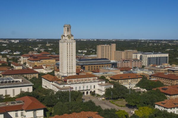 Tower and campus aerials from the roof of Dobie 2017