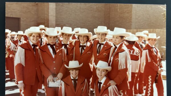 Longhorn Band members in the 1980s.