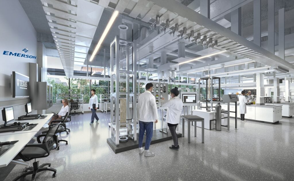 Rendering of people working in a lab