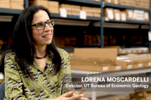 Lorena Moscardelli, Director of UT's Bureau of Economic Geology, in the Core Research Center