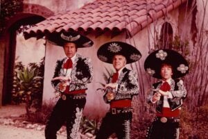 John R. Shannon, [¡Three Amigos! production photograph, Chevy Chase, Steve Martin, and Martin Short], 1986. Lorne Michaels Collection. Harry Ransom Center.