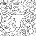 Academic icons and Longhorn silhouette