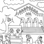Illustration of students walking down Speedway