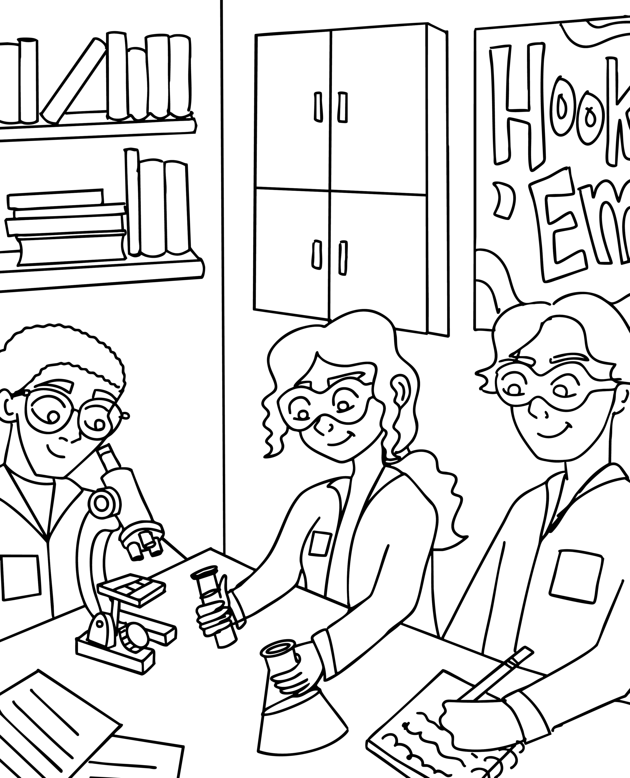 Illustration of students in a science lab