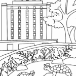 Illustration of turtles sitting on rocks