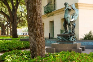 Cesar Chavez statue on the University of Texas at Austin campus