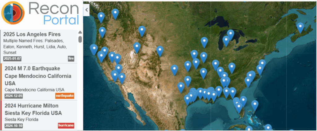 Fire locations shown on Recon Portal