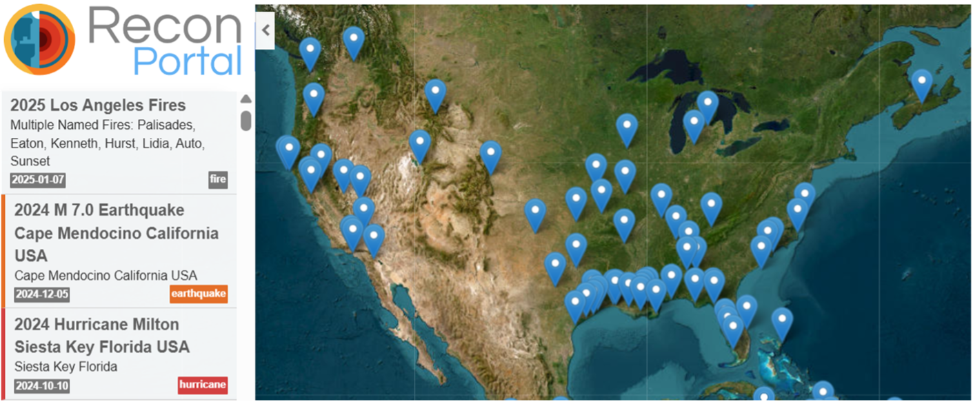 Fire locations shown on Recon Portal