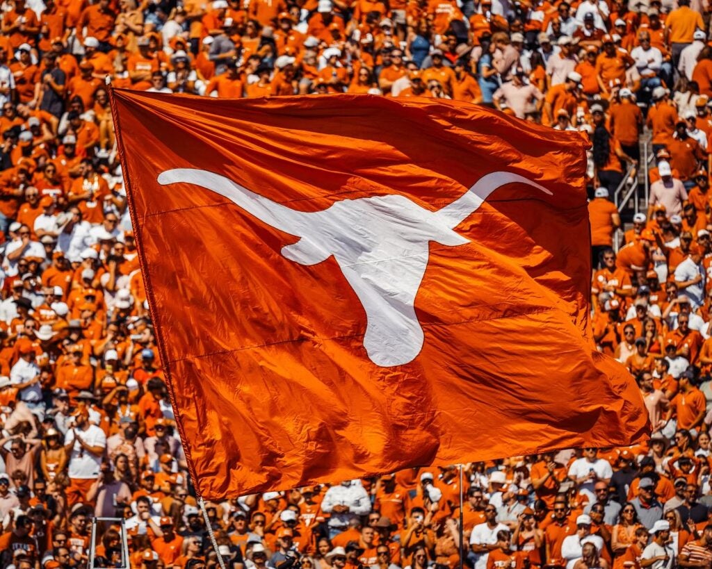 Longhorn flag against 