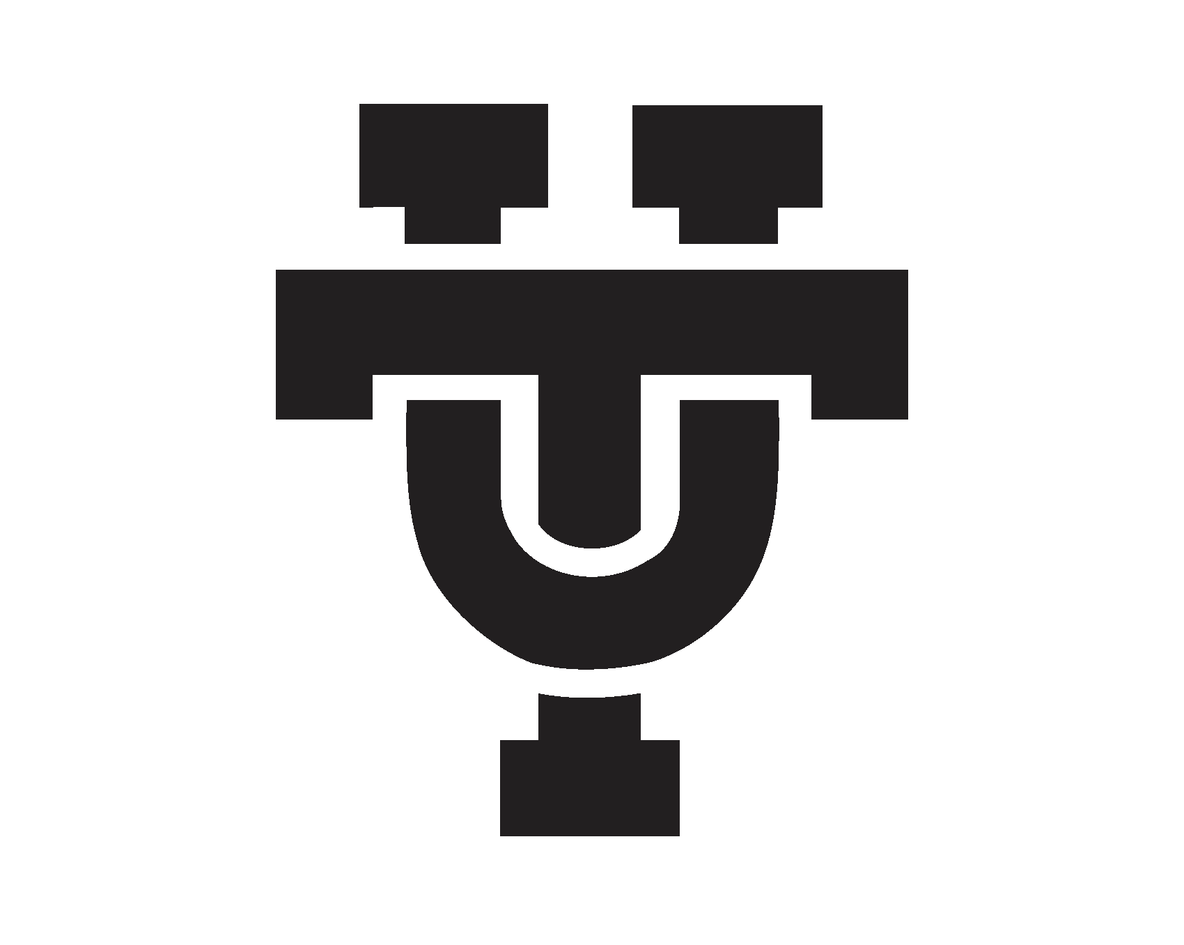 A pumpkin carving stencil shows the interlocking U.T. logo.