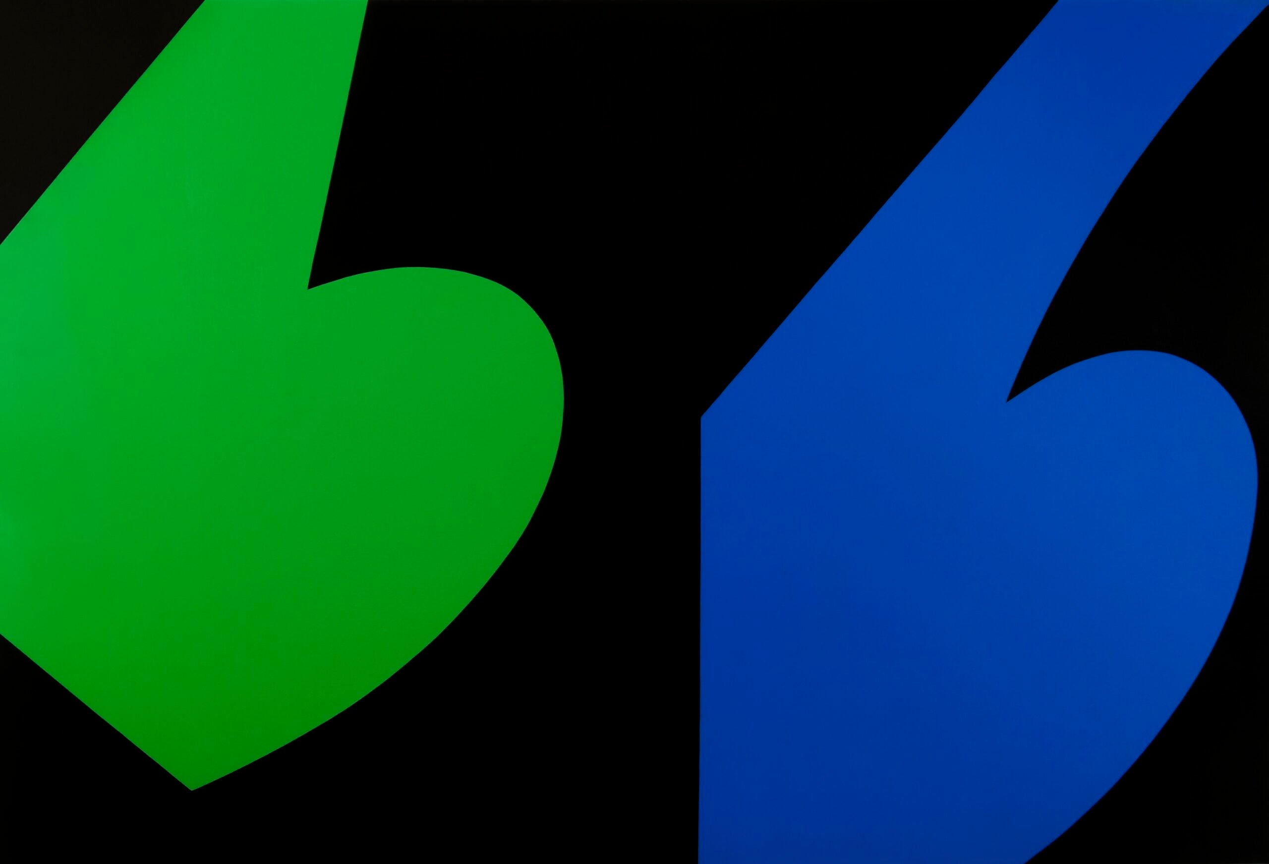 Ellsworth Kelly, “Green Blue Black,” 1963, acrylic on canvas, 97 by 144 inches, Blanton Museum of Art, The University of Texas at Austin, Gift of Jack Shear and Ellsworth Kelly Studio, 2022, © The Ellsworth Kelly Foundation