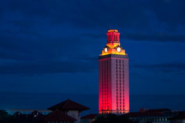 image of the tower in full burnt orange