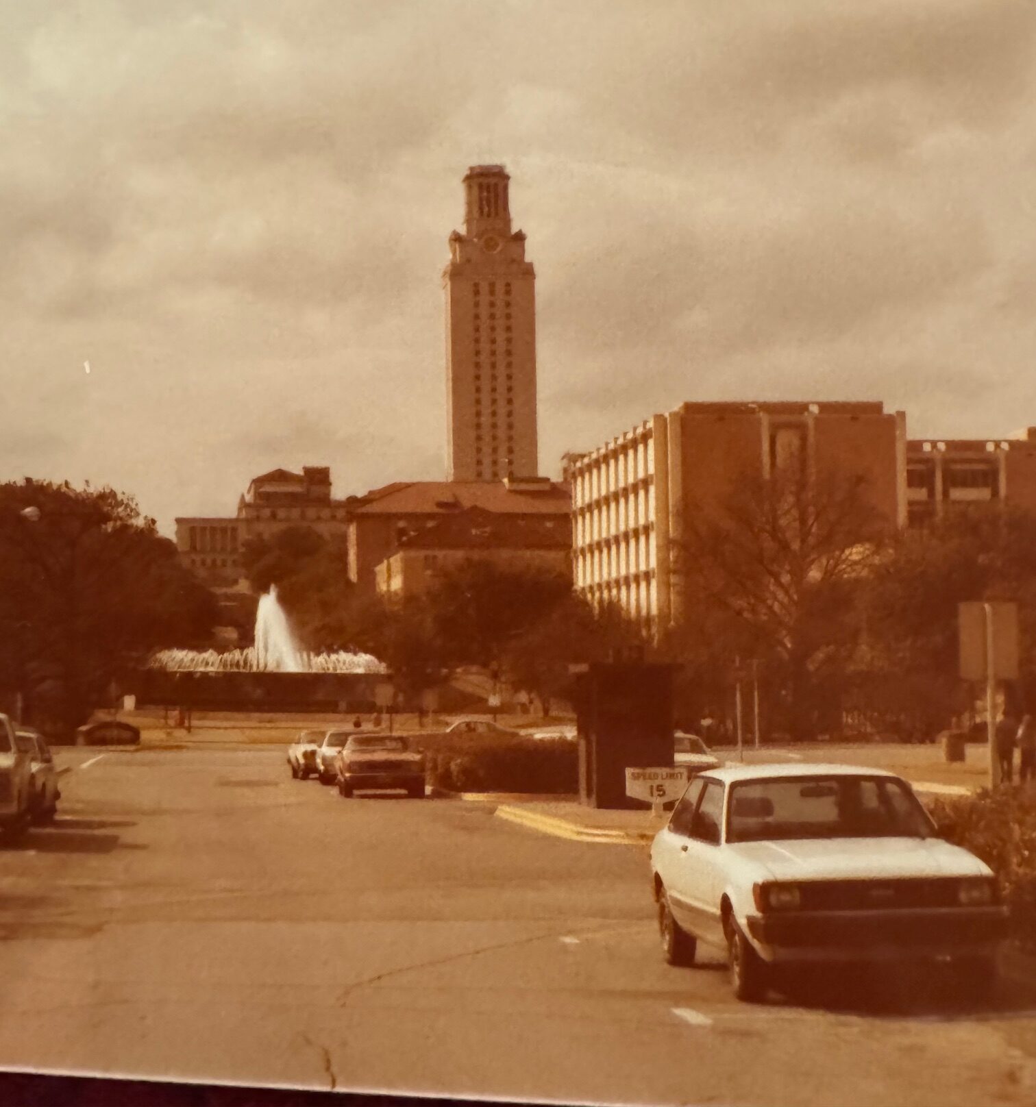 Sepia photo of the UT Tower.