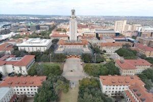 Aerial photo of UT Austin's campus