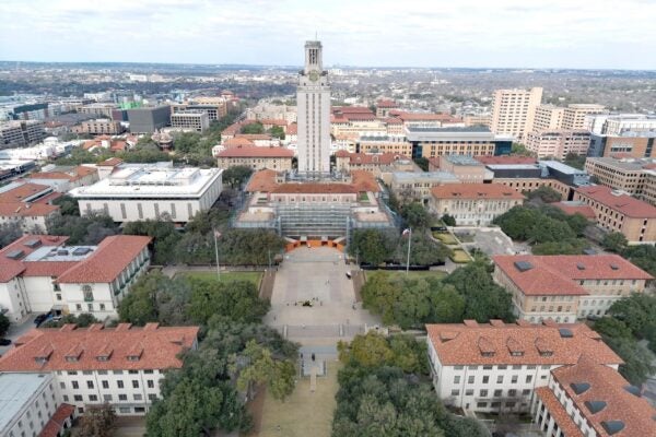 Aerial photo of UT Austin's campus