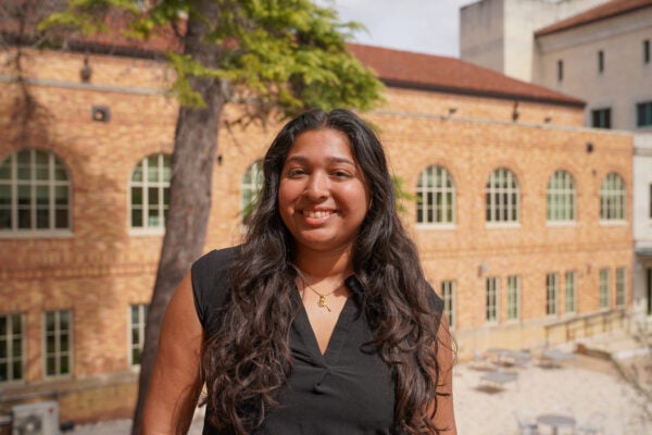 headshot of a student outside Anna Hiss Gym
