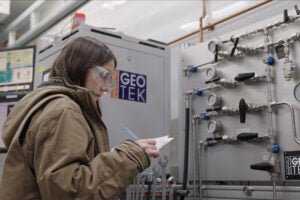 Image of an undergraduate student researching on a drill vessel