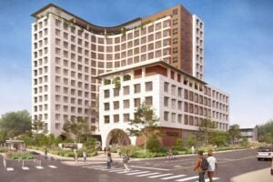 Rendering of first dedicated residence hall for law students.