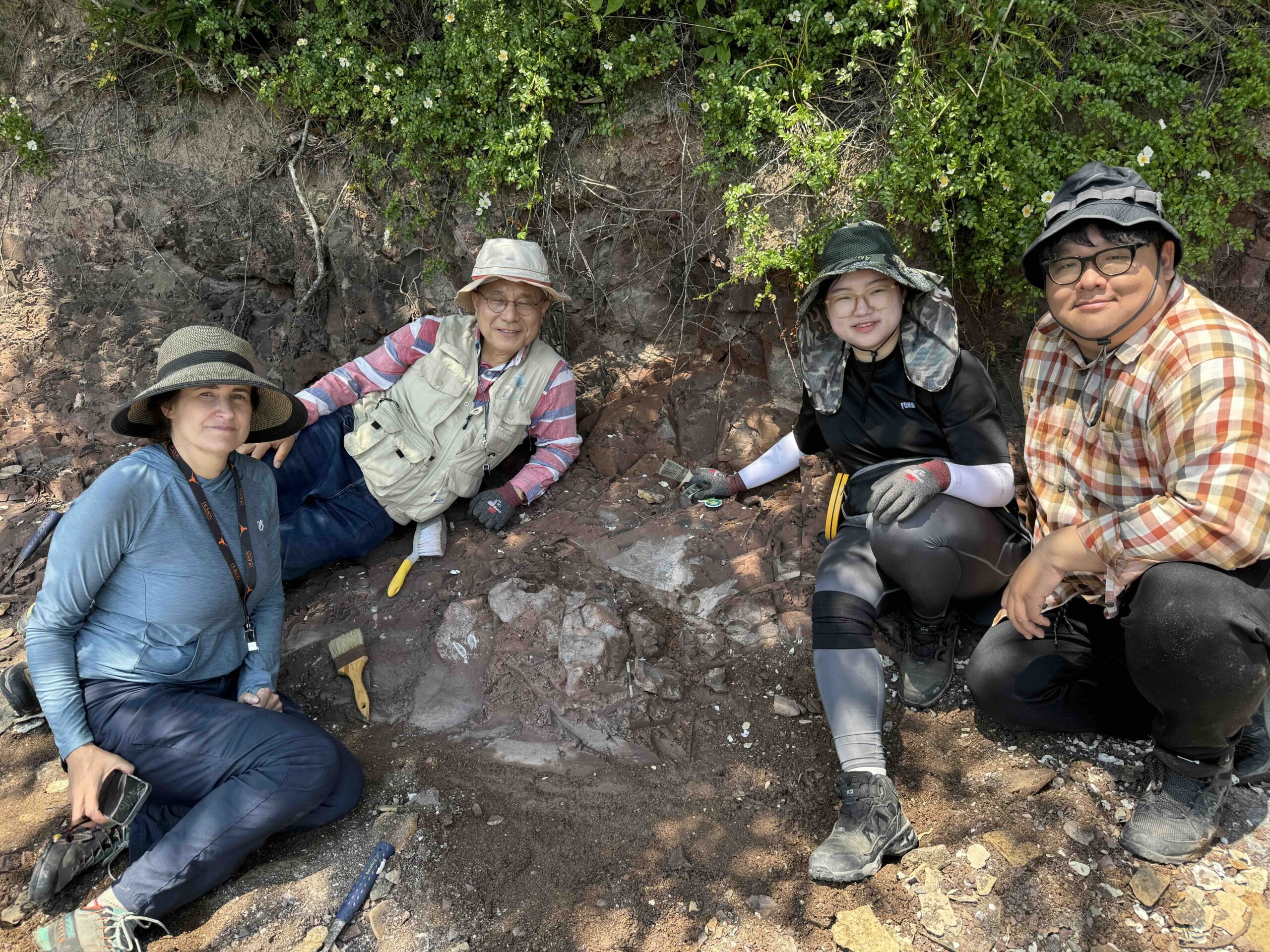 Photo of researchers excavating newly discovered dinosaur, Dooly.
