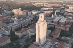 Aerial view of UT Austin campus