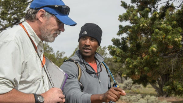 Mark Helper (left) and Victor Glover at Geology and Earth Science Field Training Operations and Logistics in New Mexico.