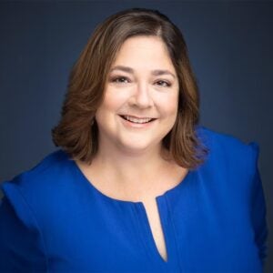 woman wearing blue blouse