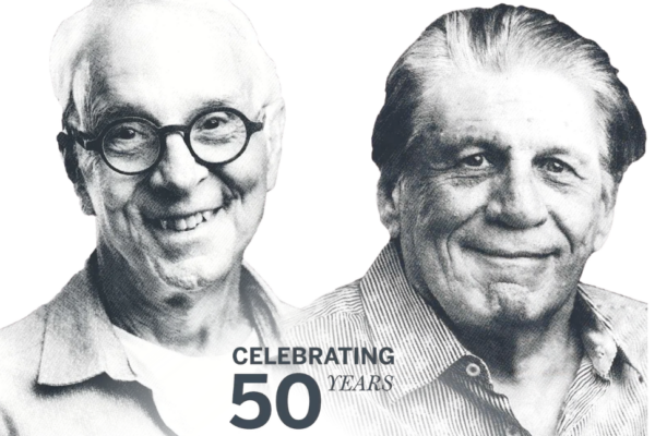 black and white image of two headshots shoulder to shoulder