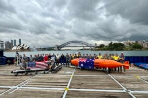 image of the Royal Australian Navy and U.S. Navy during a maritime exercise out of Sydney Harbour.
