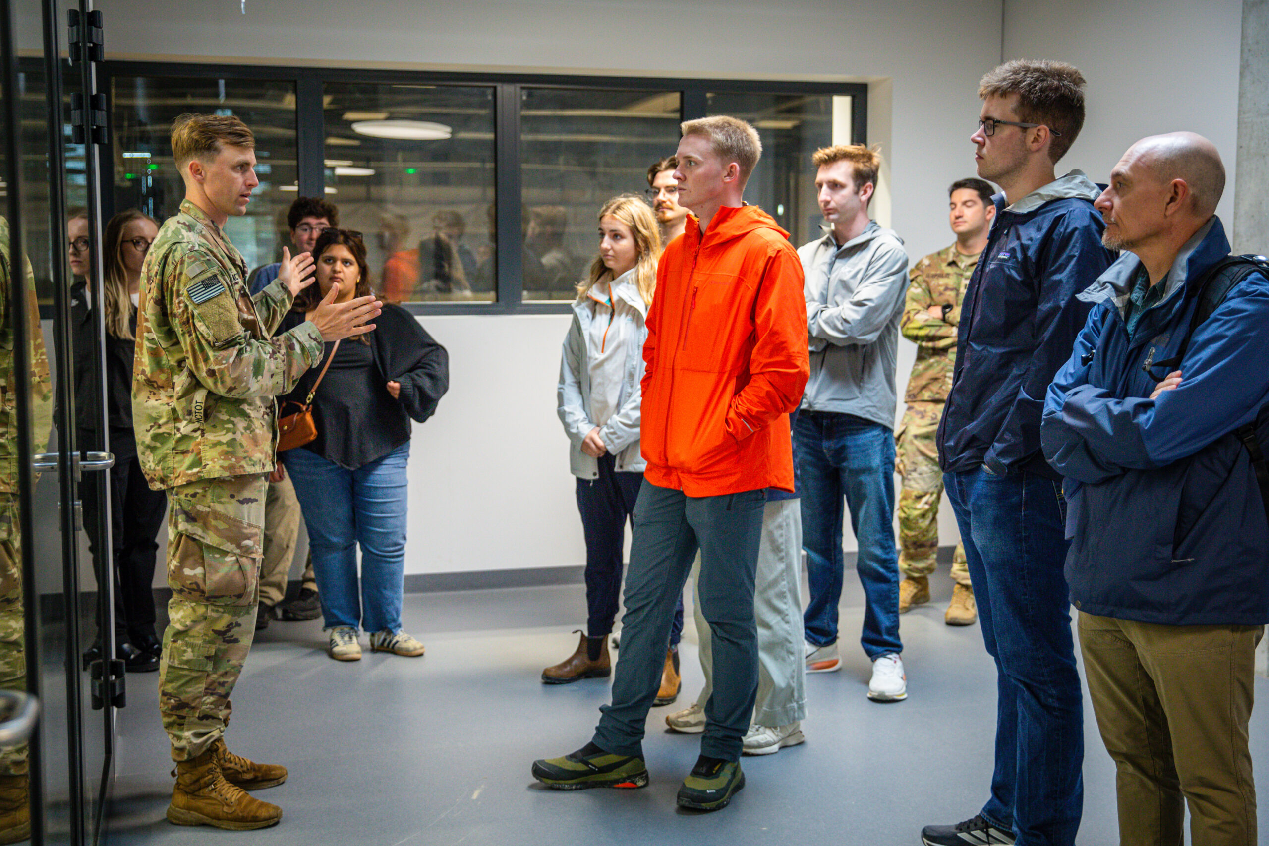 image of students hearing from someone in the military