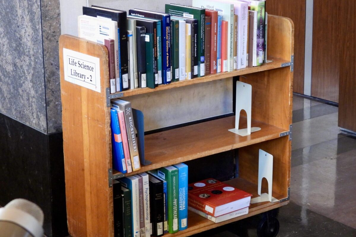 book cart with books