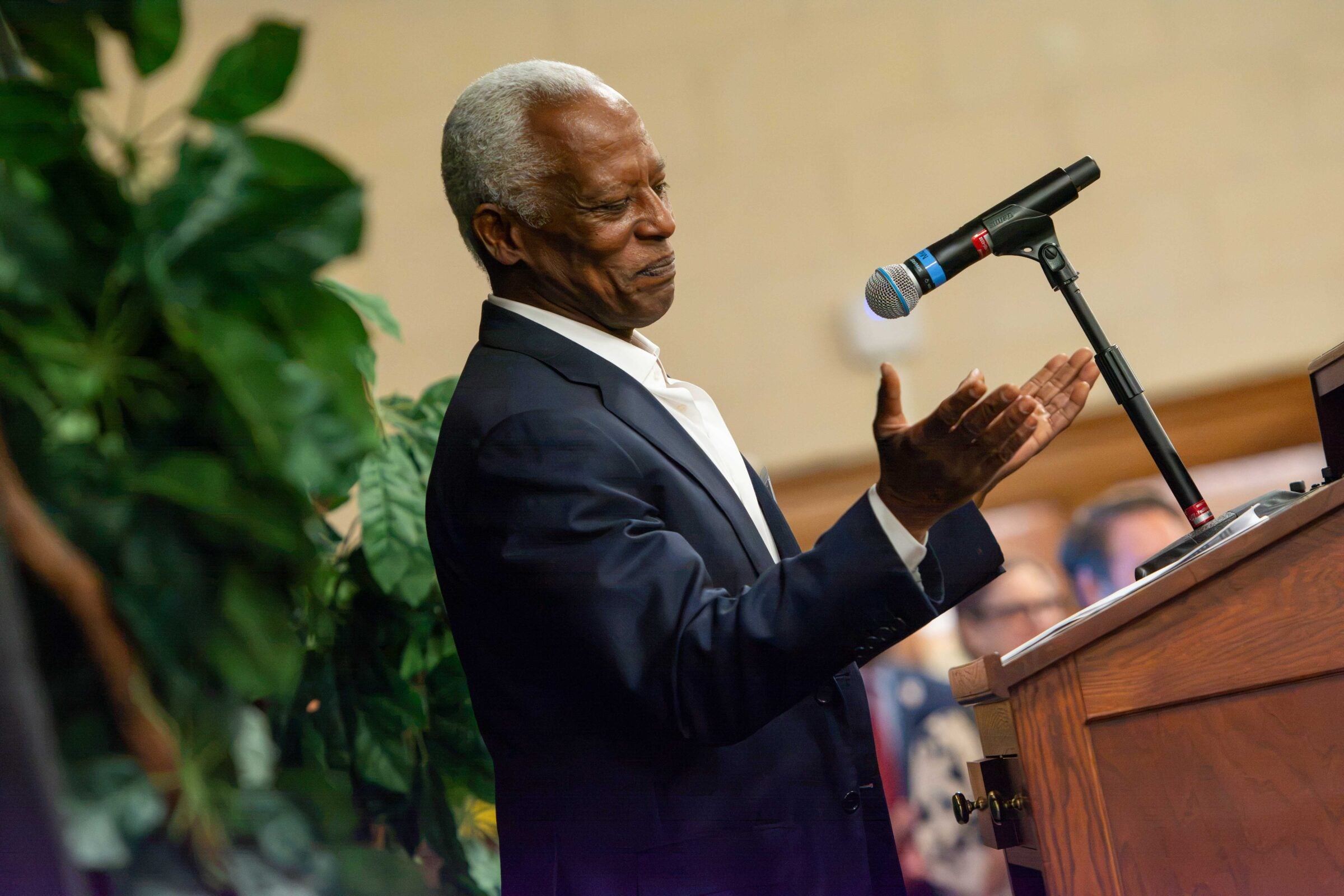 Anthony “Tony” Chase speaking at the celebration of the dedication of the John S. Chase Architecture and Planning Library on Oct. 22.