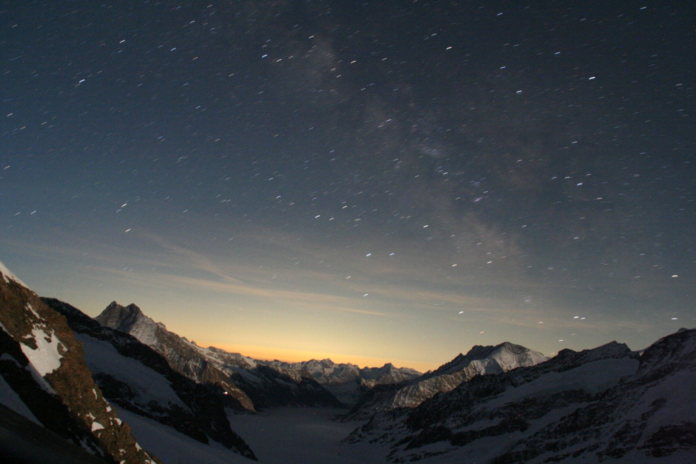 View from the Jungfraujoch cosmic ray observatory at the top of the Swiss Alps.
