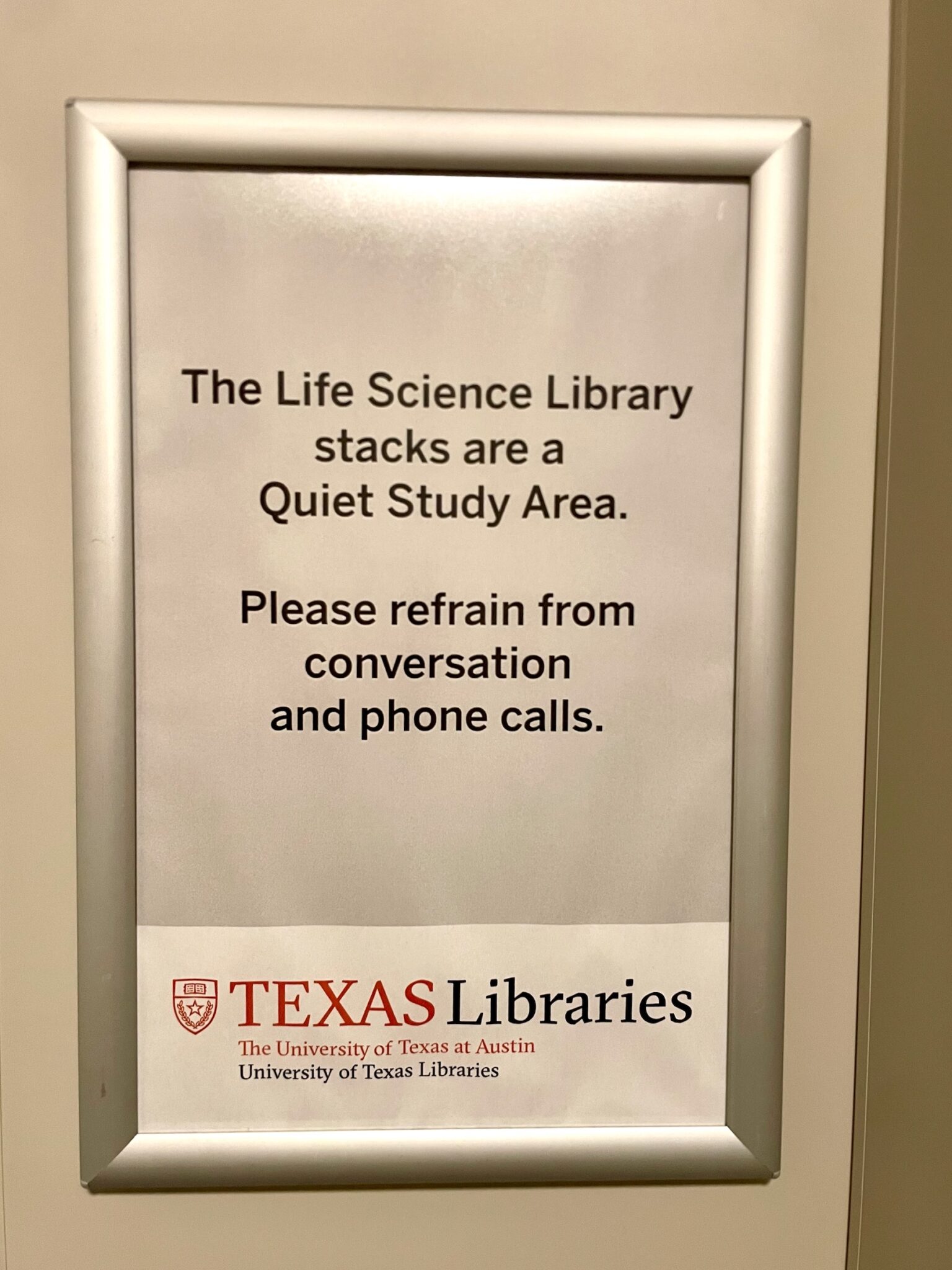 Quite study area notice