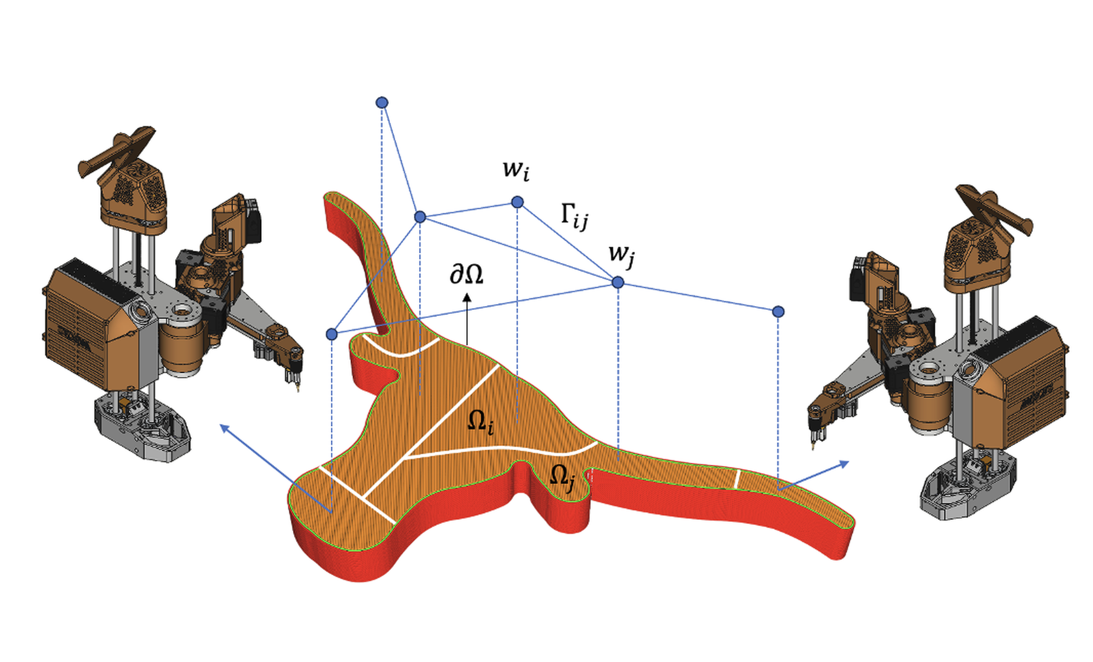 cartoon image of robots working on a longhorn symbol