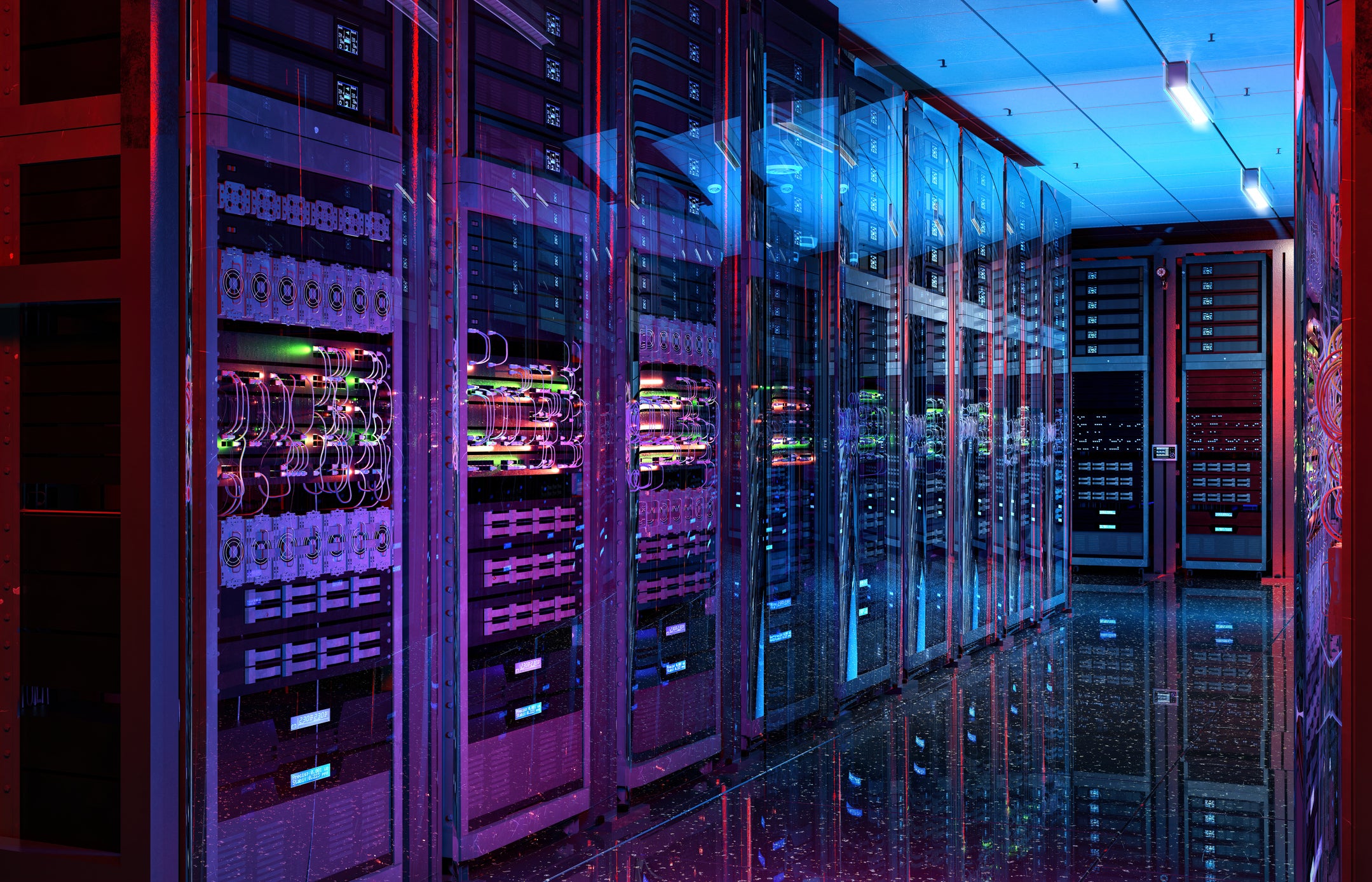 Data center server racks.