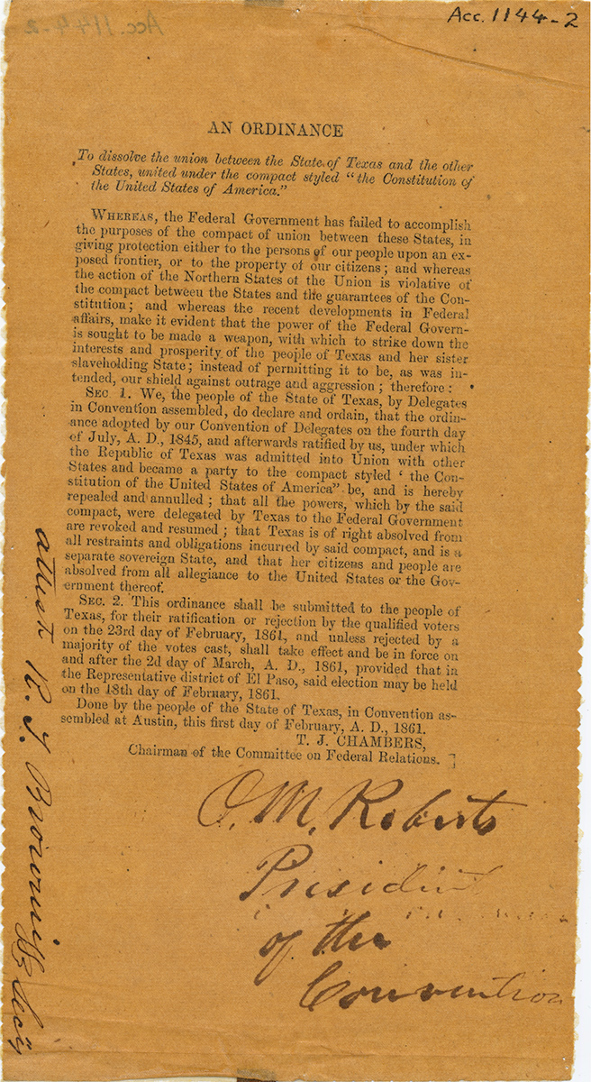 Texas letter of secession